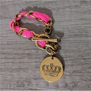 Gold and Pink Juicy Couture Chain Toggle Bracelet